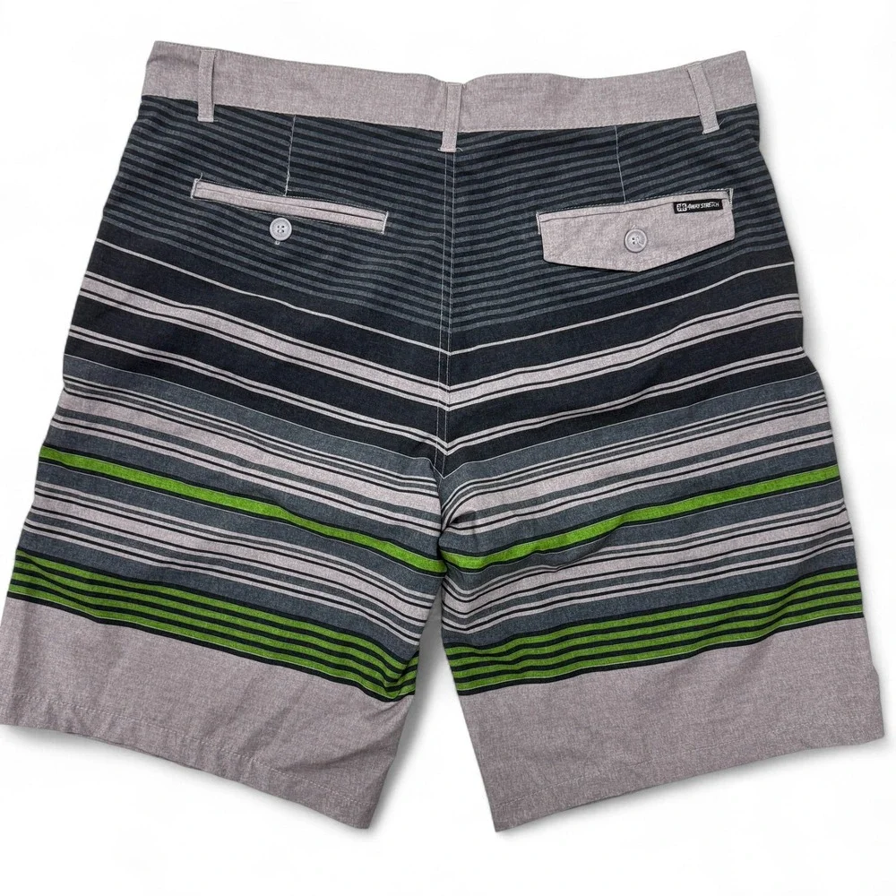 OP OPFLEX Mens 36 Striped Swim Trunks Shorts 4 Way‎ Stretch Charcoal Gray Board